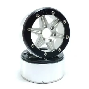 Kovové Beadlock CNC disky Absima Metsafil 1.9 SixStar Silver/Black 2ks | Nyní k dispozici