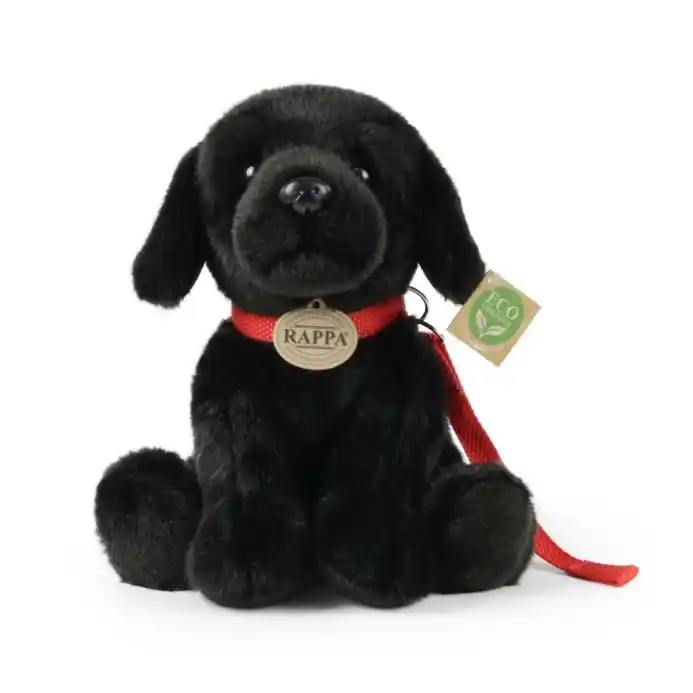 Rappa Plyšový pes labrador černý s vodítkem 28 cm ECO-FRIENDLY - Výhodný nákup