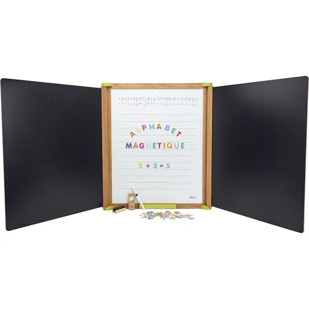 Jeujura Dřevěná trojkřídlá multifunkční tabule 153x66 cm s příslušenstvím | Omezené množství