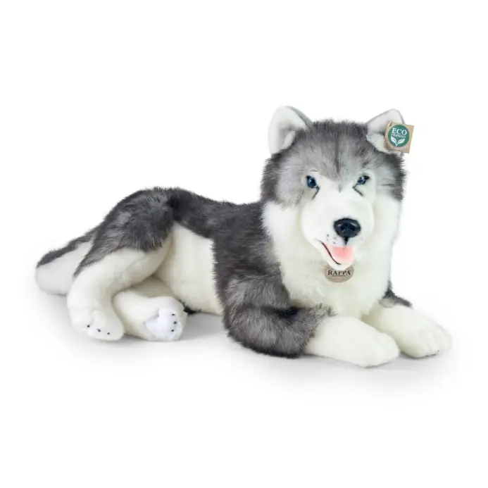 Blesková nabídka | Rappa Plyšový pes husky ležící 60 cm ECO-FRIENDLY