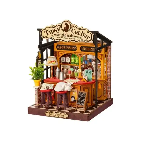 Ihned k objednání - RoboTime 3D dřevěná skládačka Miniatura domečku Tipsy Cat Bar