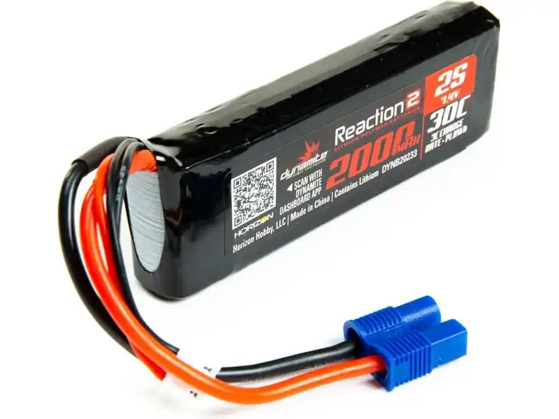Skvělá cena - Dynamite LiPo Reaction2 7.4V 2000mAh 30C EC3