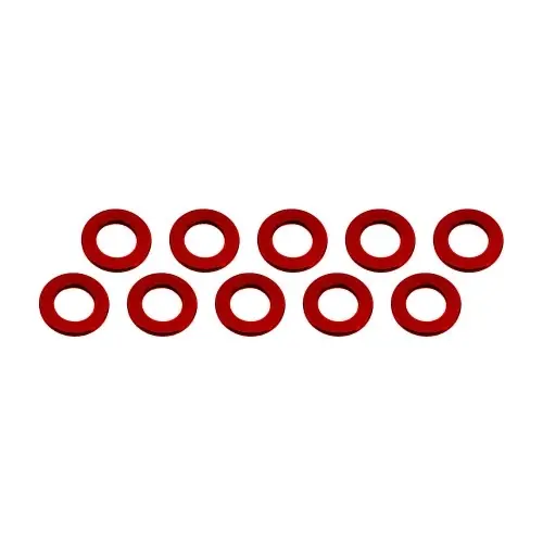 Velmi žádaný produkt | 3x6x0,5mm alu podložky červené (10 ks.)