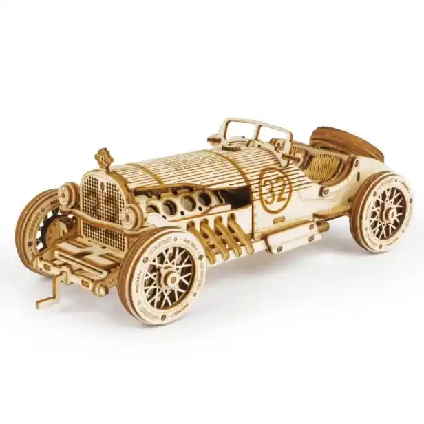 RoboTime dřevěné 3D puzzle Závodní auto - Časově omezená nabídka