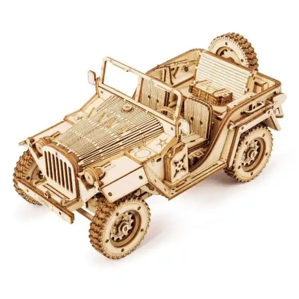RoboTime dřevěné 3D puzzle Vojenský džíp | Kvalitní produkt