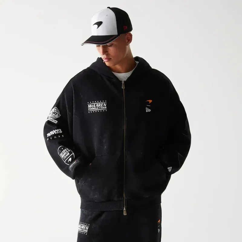 Cena od výrobce | Volnočasová mikina na zip - McLaren F1 NE GRPHC černá washed - L
