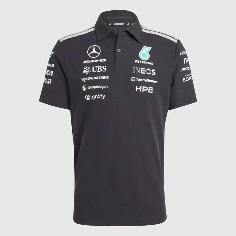 Bestseller - Polokošile Adidas - Mercedes AMG Petronas F1 černá s logy sponzorů - týmová edice - M